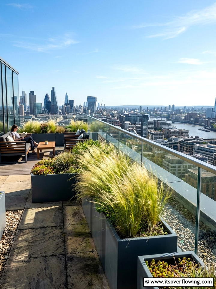Mexican feather grass in urban garden - 25 garden ideas with ornamental grasses
