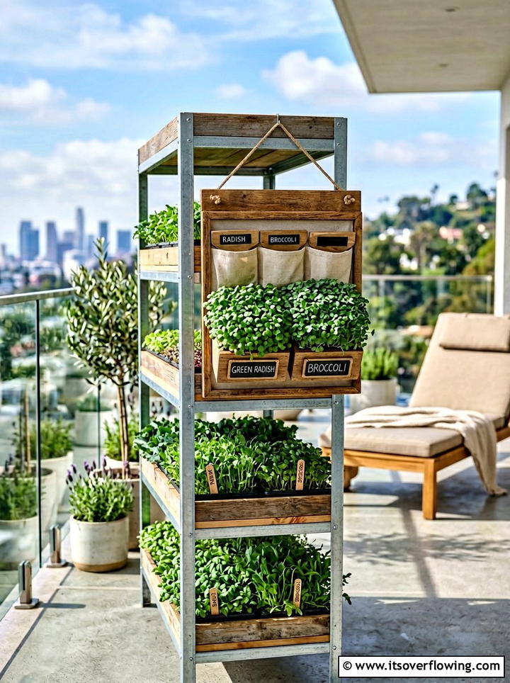Microgreens growing rack - 25 upcycled garden ideas with shoe organizers