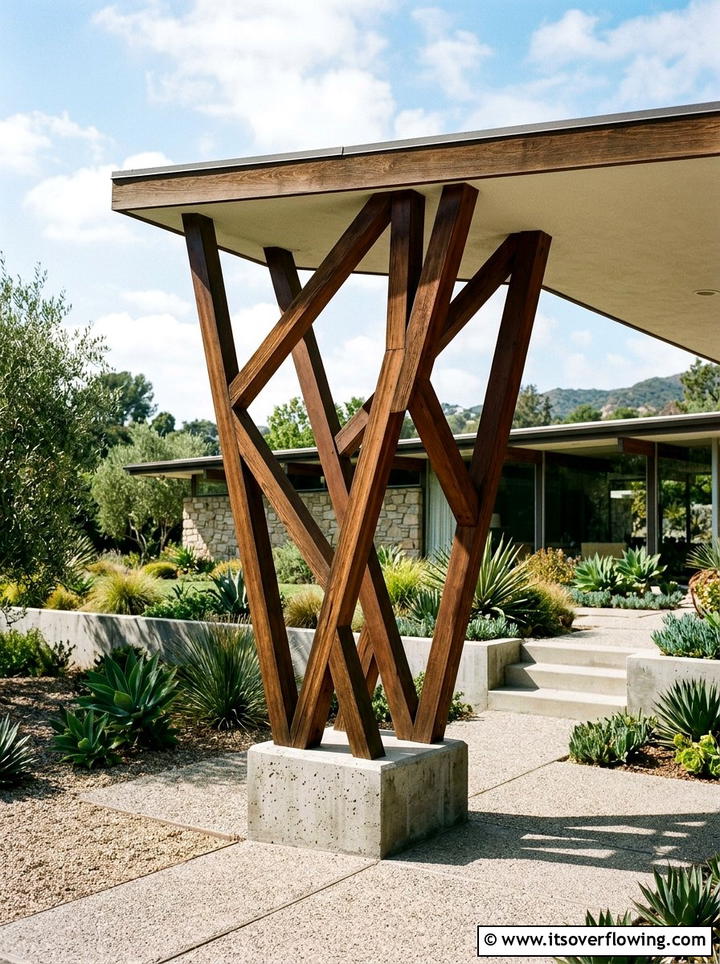 Mid Century Modern Angled Column - 25 front porch ideas with columns