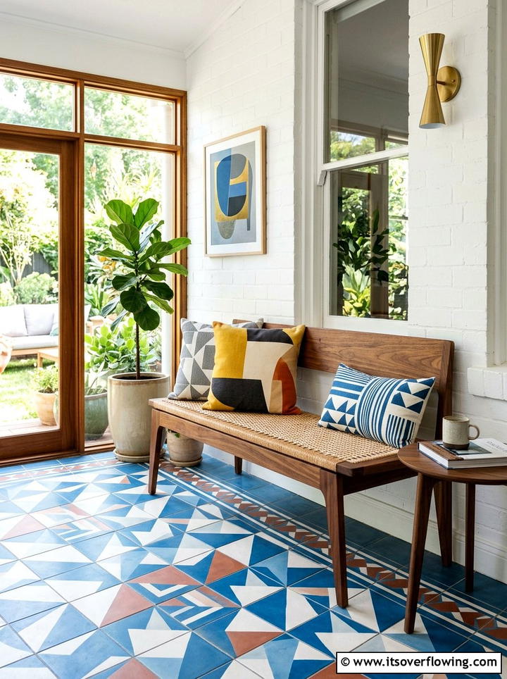 Mid Century Modern Bench - 25 front porch ideas with bench seating