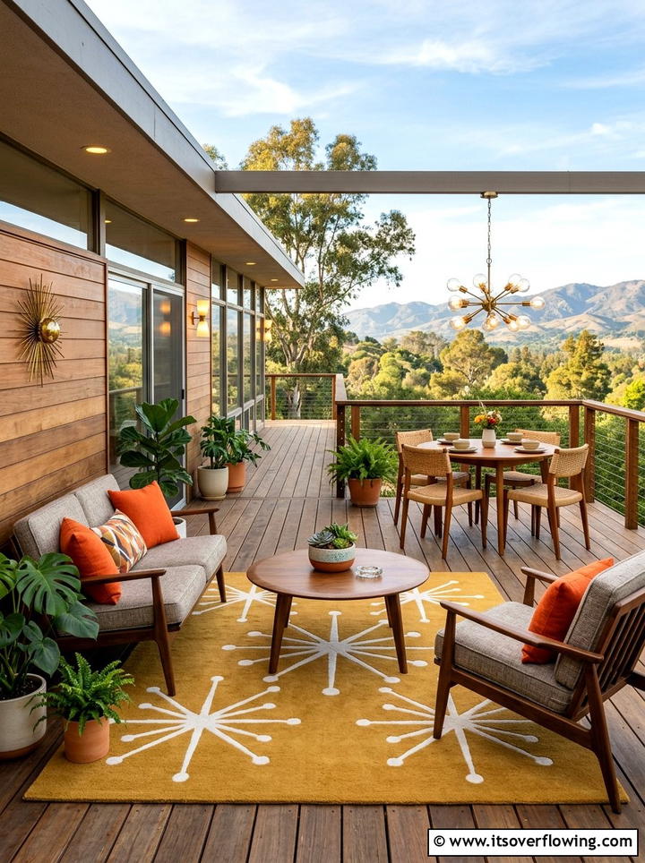 Mid Century Modern Deck - 25 backyard decorating ideas with outdoor rugs