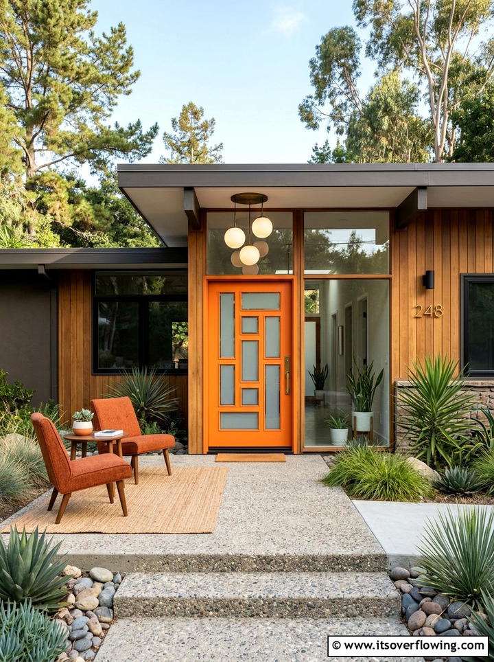 Mid Century Modern Entrance - 25 front porch ideas for year round style