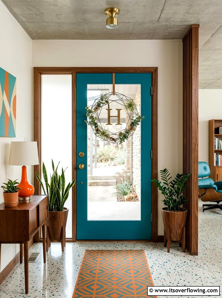 Mid Century Modern Front Entrance - 25 front porch decor ideas with monogram wreath