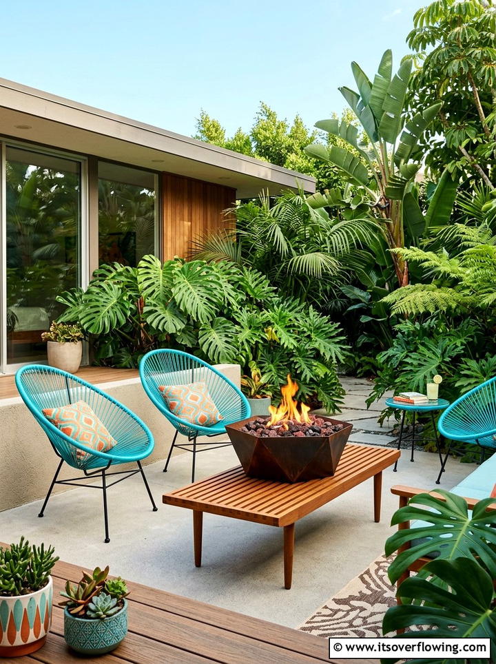 Mid Century Modern Patio - 25 backyard decorating ideas with tabletop fire bowls