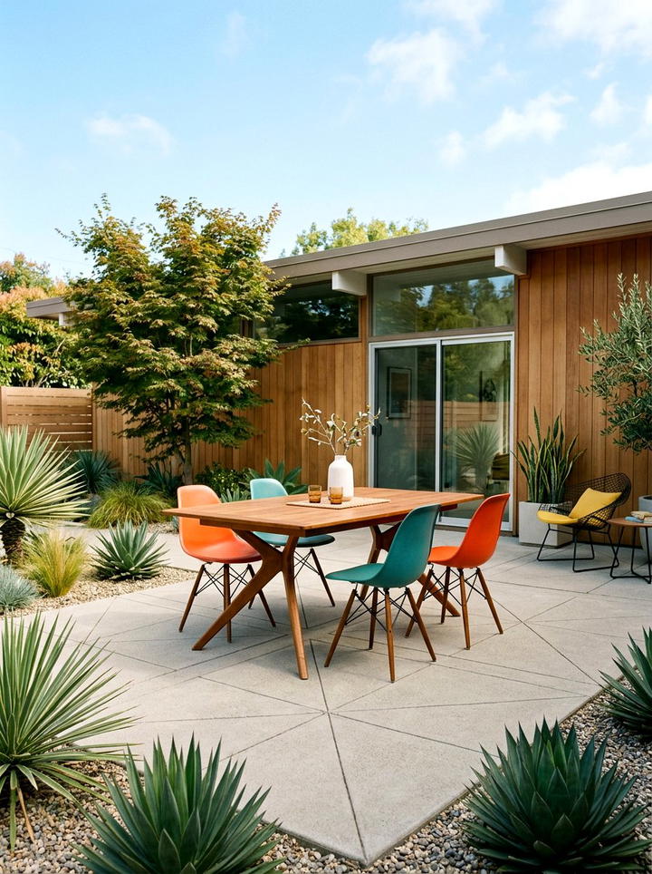 Mid Century Modern Patio - 25 backyard decorating ideas with centerpiece tables