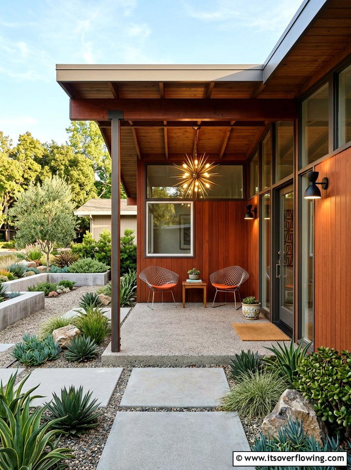 Mid Century Modern Porch - 25 front porch ideas with layered lighting