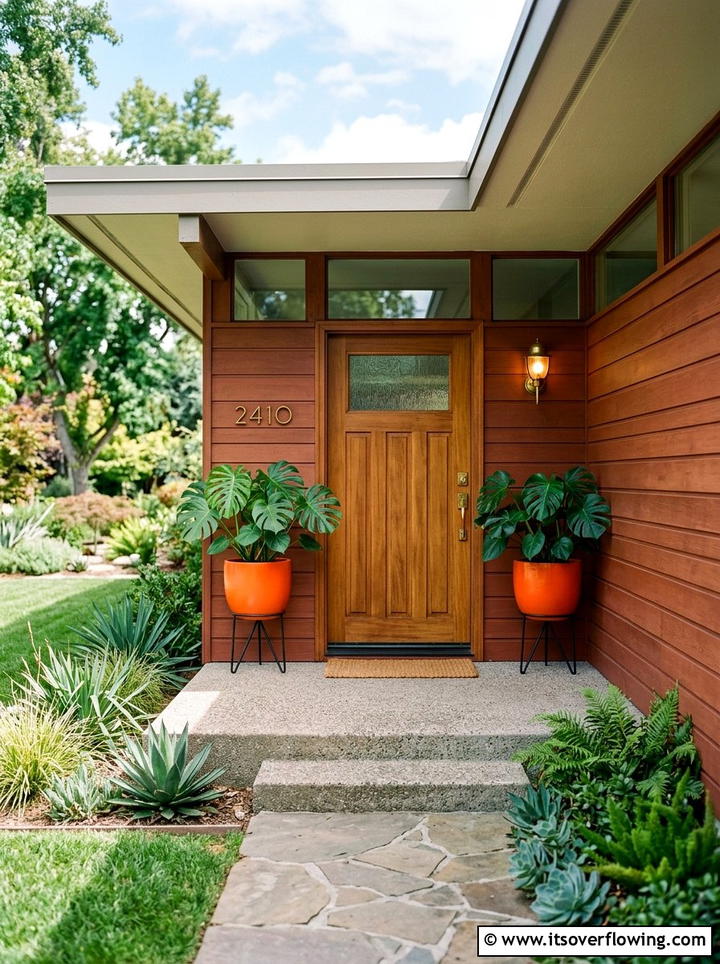 Mid Century Porch - 25 front porch ideas with matching planters