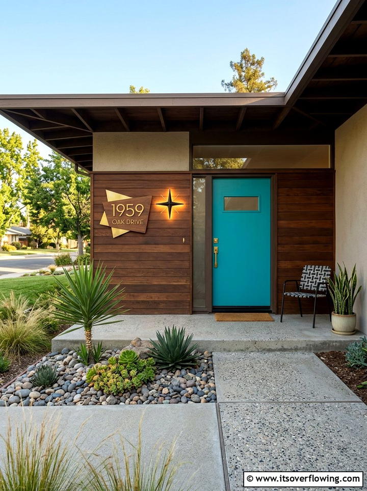 Mid century modern address plaque - 25 front porch ideas with house numbers