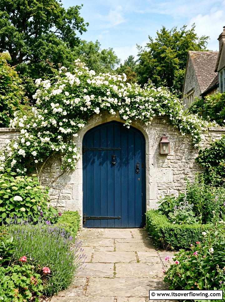 Midnight Blue Garden Gate - 25 garden design ideas with bold contrast