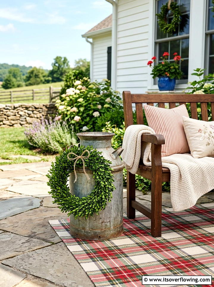 Milk Can With Wreath - 25 front porch decor ideas with old milk cans