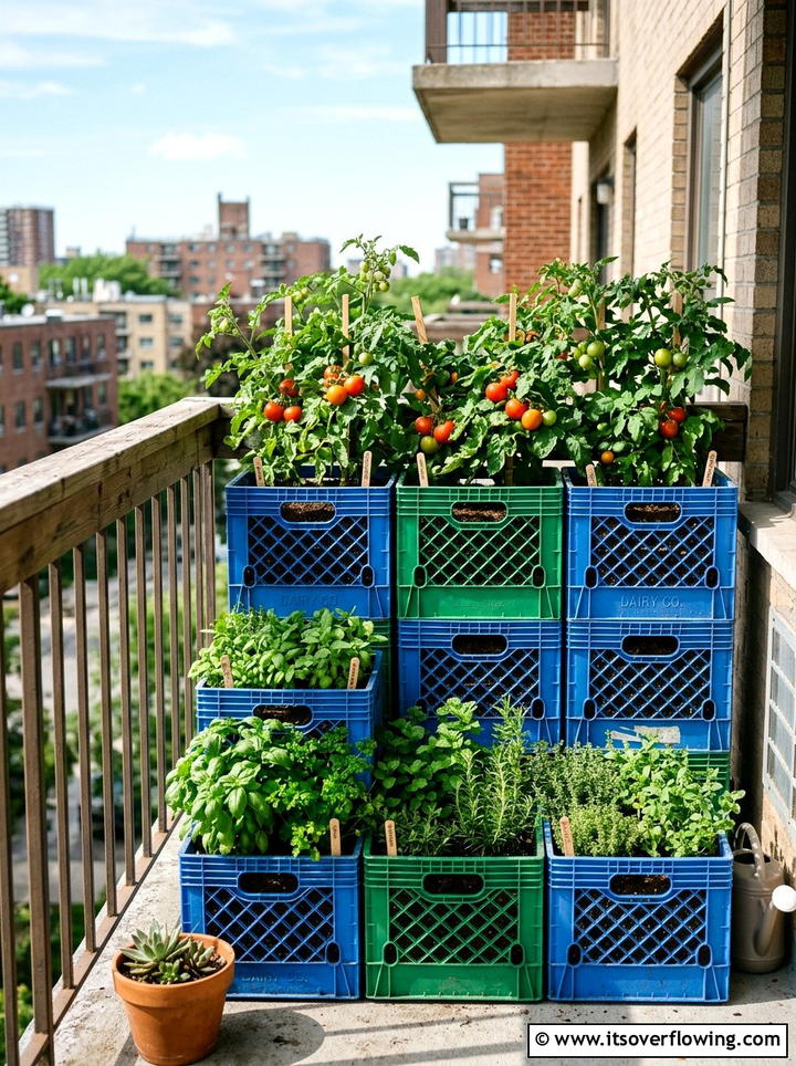 Milk Crate Garden - 25 upcycled garden ideas for community gardens