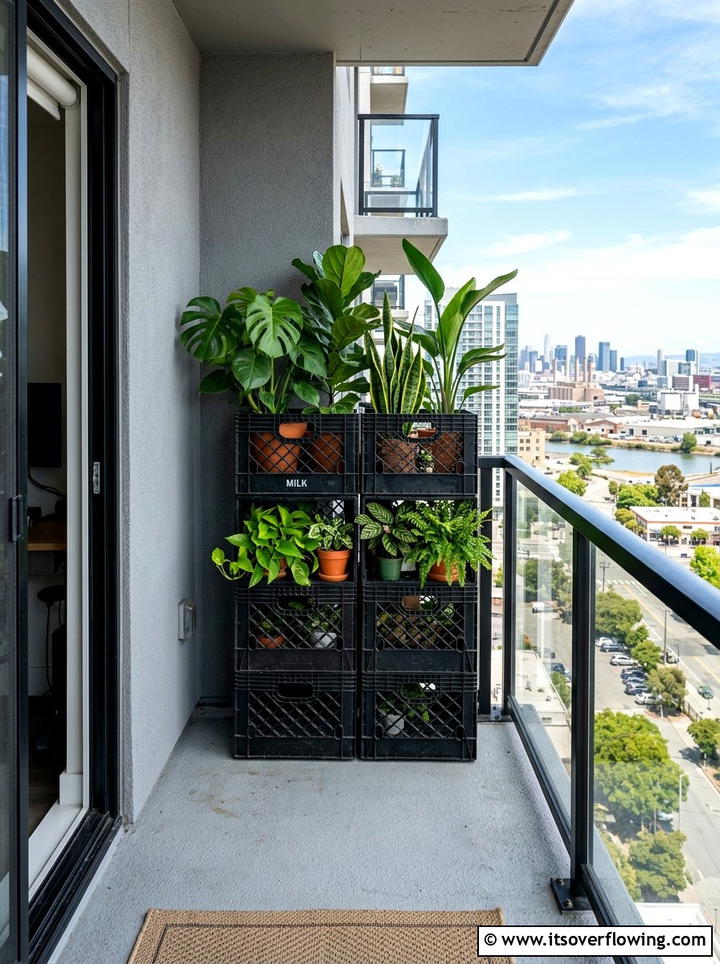 Milk crate stand - 25 recycled garden ideas for porch decor