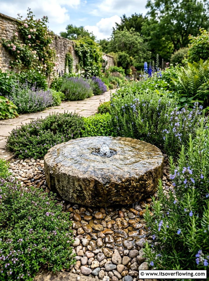 Millstone Bubbler Fountain - 25 backyard ideas with fountain