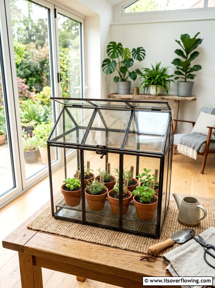 Mini Greenhouse Herb Garden - 25 small garden ideas with herbs
