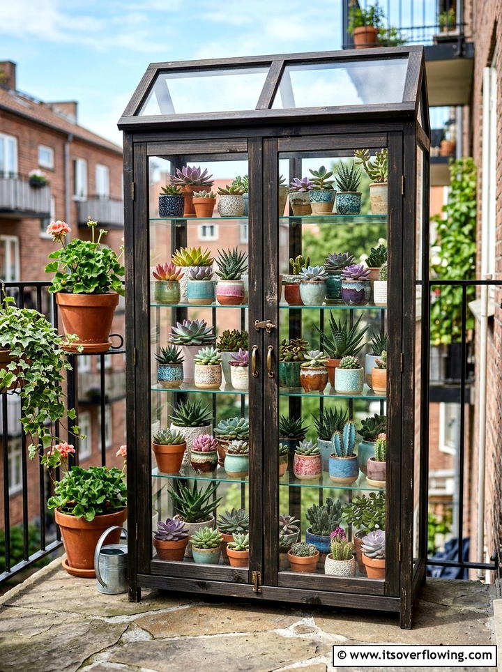 Mini greenhouse cabinet - 25 creative garden ideas with greenhouse corners