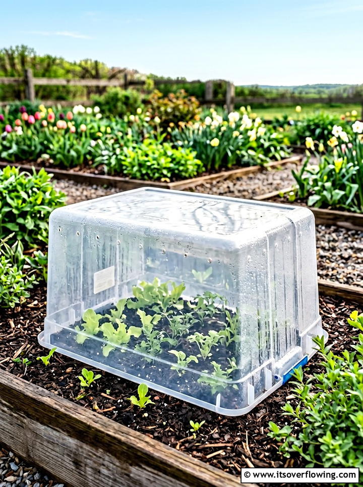 Mini greenhouse storage container - 25 recycled garden ideas with storage bins