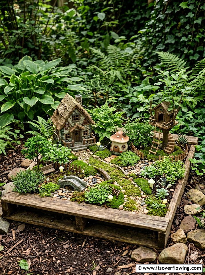 Miniature Fairy Garden - 25 garden decor ideas with pallet projects