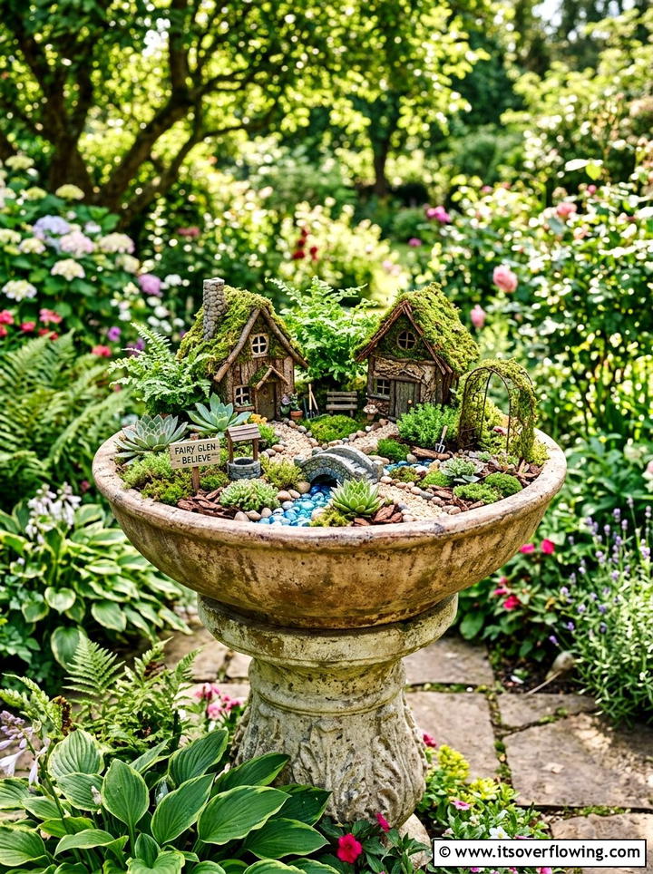 Miniature Fairy Garden - 25 recycled garden ideas with pebbles