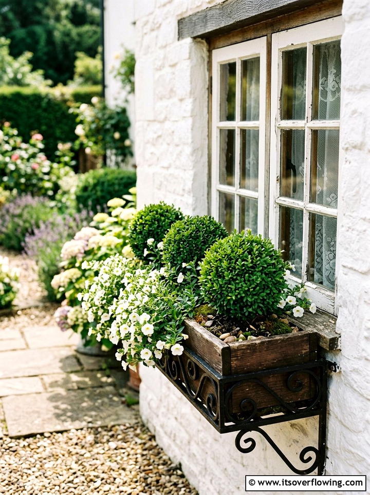 Miniature Topiary In Window Box - 25 garden decor ideas with topiary