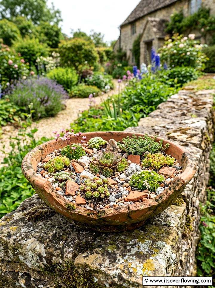 Miniature alpine garden - 25 recycled garden ideas with broken pots