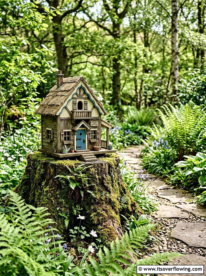 Miniature cottage birdhouse - 25 garden decor ideas with birdhouses