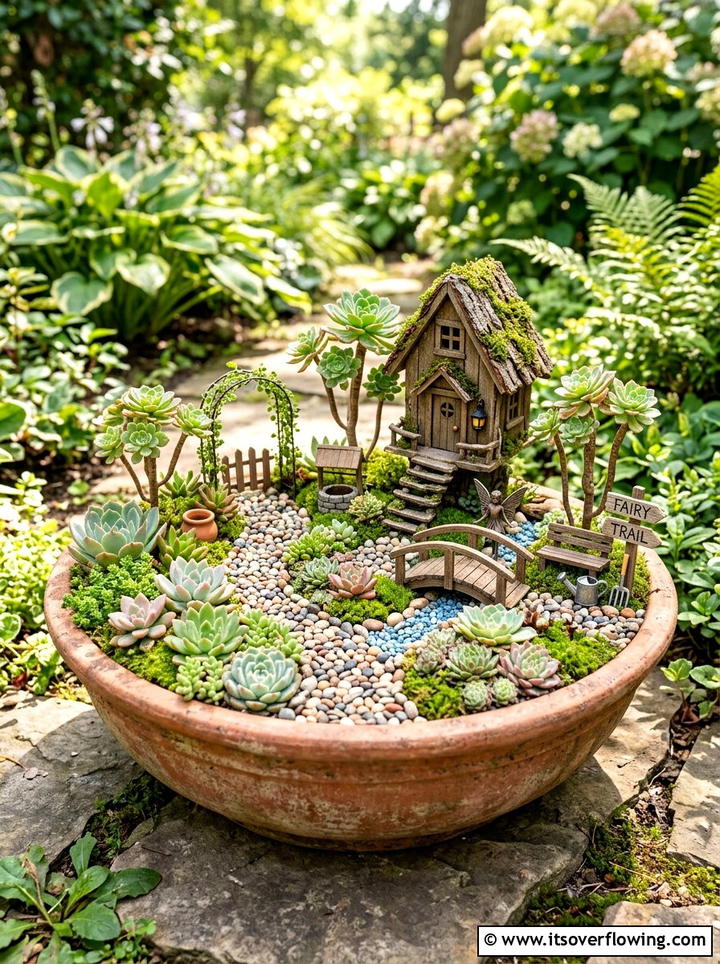 Miniature fairy garden with succulents - 25 small garden ideas with succulents