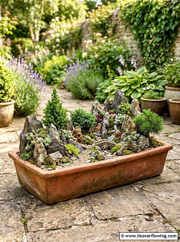 Miniature rock garden in pots - 25 garden design ideas with rock gardens