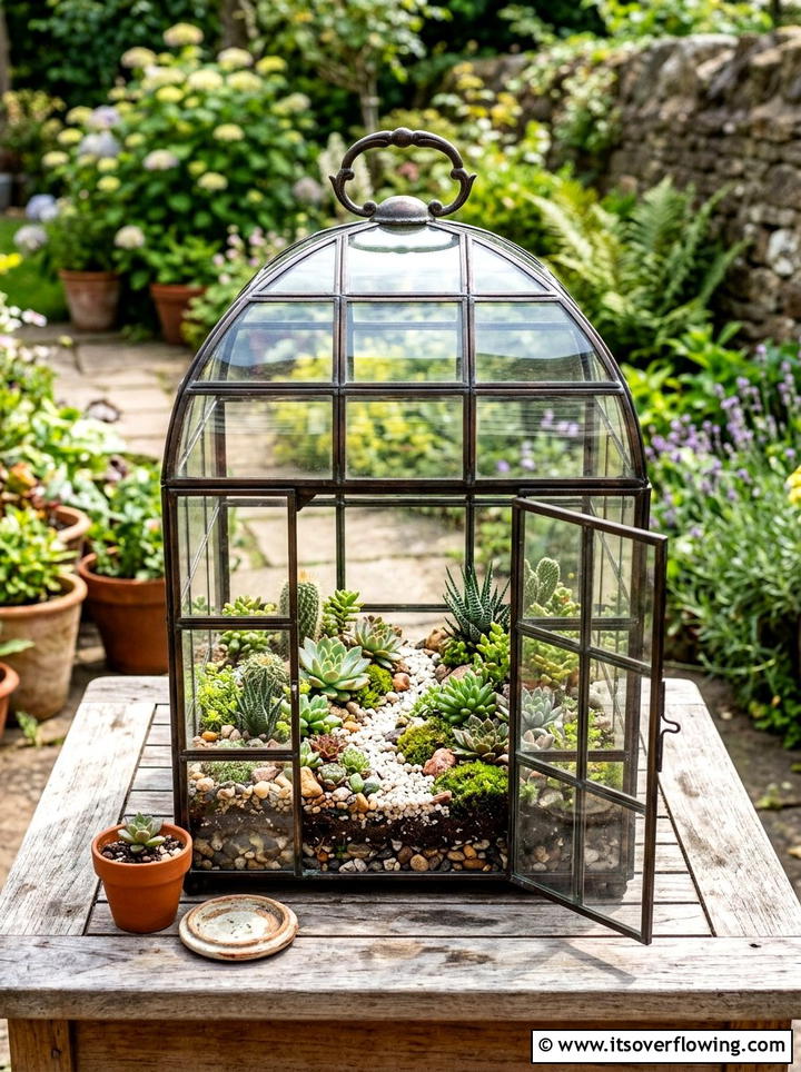 Miniature succulent greenhouse - 25 garden ideas with succulents