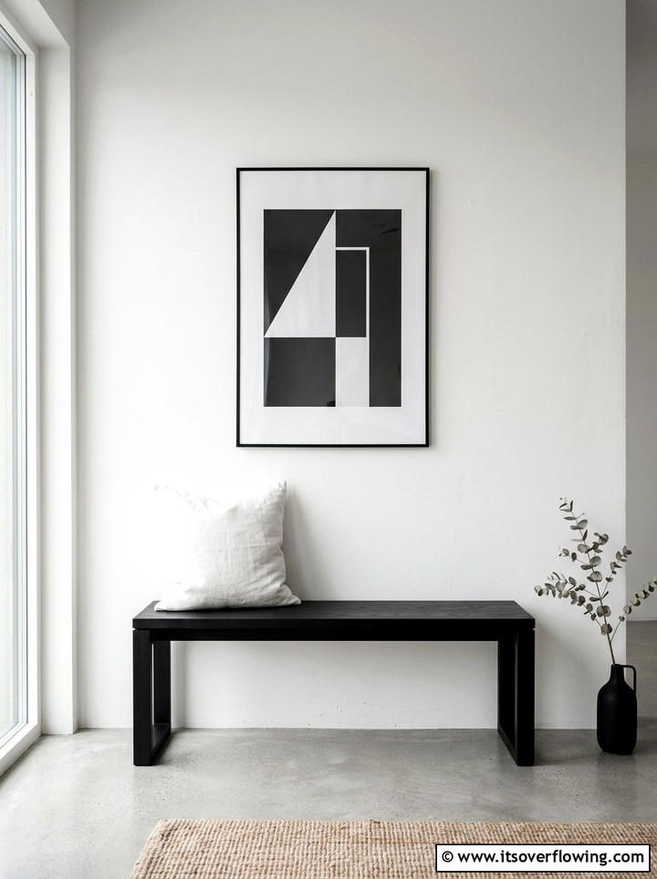 Minimalist Black Bench - 25 front porch ideas with black and white theme