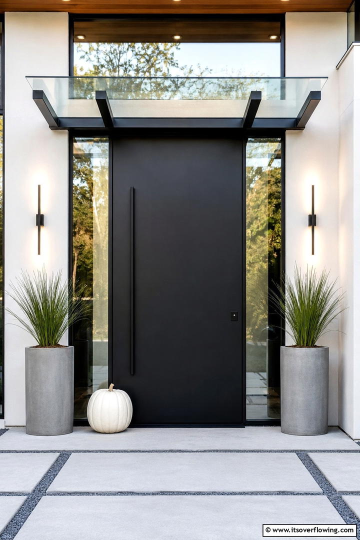 Minimalist Black Door Focus - 50 Modern Fall Porch Decor Ideas Roundup- Warm Welcomes