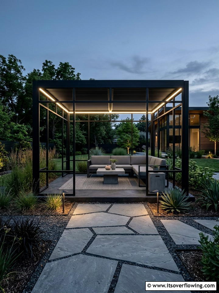 Minimalist Black Gazebo - 25 backyard ideas with gazebo