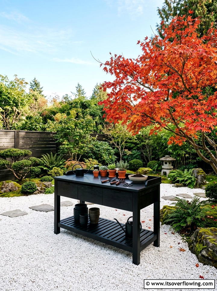 Minimalist Black Potting Station - 25 backyard ideas with potting station