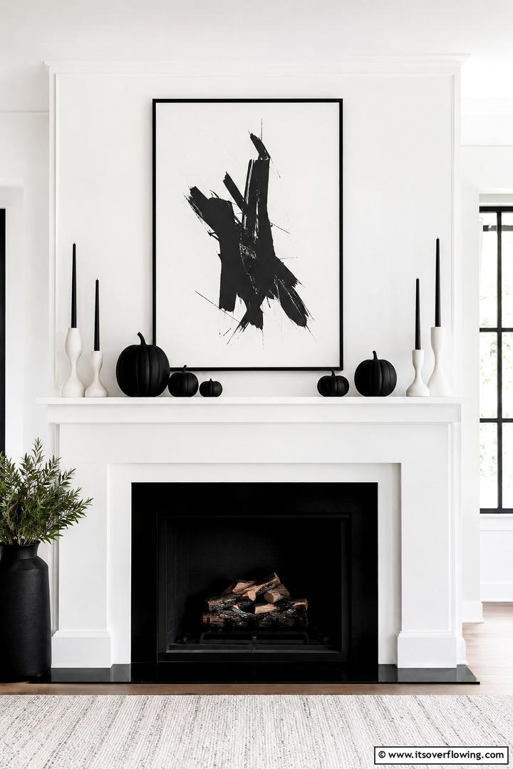 Minimalist Black and White Mantel - 50 Fall Mantel Decor Ideas for Cozy Spaces This Season