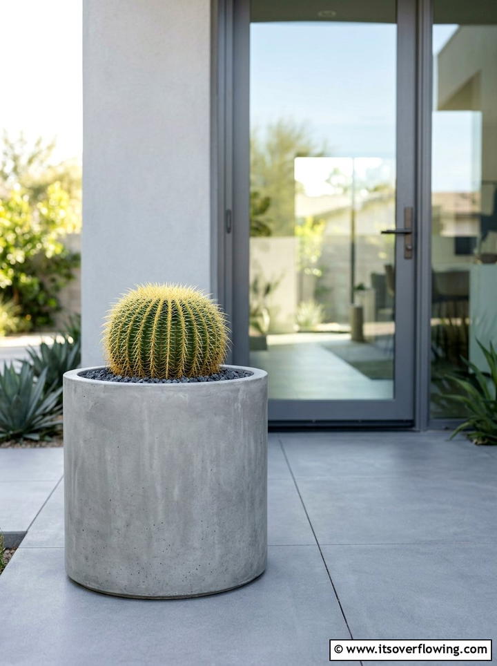 Minimalist Cement Containers - 25 front porch ideas with concrete planters