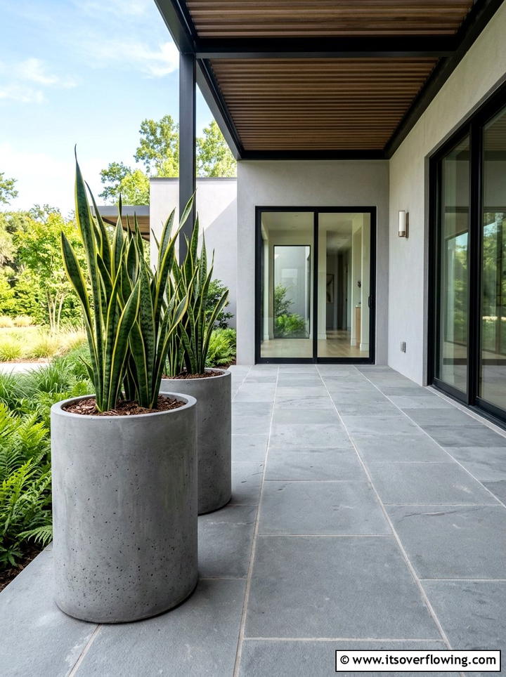 Minimalist Concrete Planter - 25 front porch ideas with matching planters