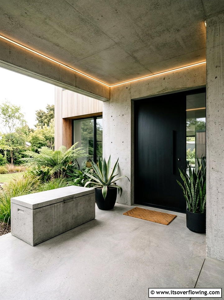 Minimalist Concrete Porch - 25 front porch ideas with package drop zone