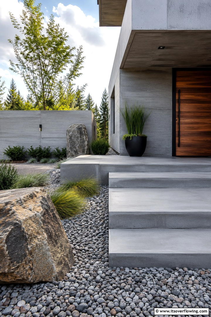 Minimalist Concrete Stone Mix - 30 Stone Garden Edging Ideas for Defined Outdoor Spaces