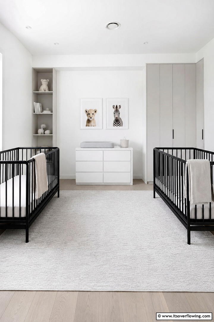 Minimalist Elegance - 30 Twin Nursery Ideas for Stylish & Functional Baby Spaces