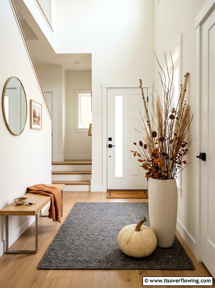 Minimalist Fall Entryway - 25 front porch decor ideas for fall