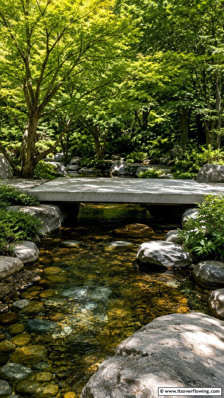 Minimalist Flat Stone Bridge - 20 Garden Bridge Ideas for a Serene Backyard