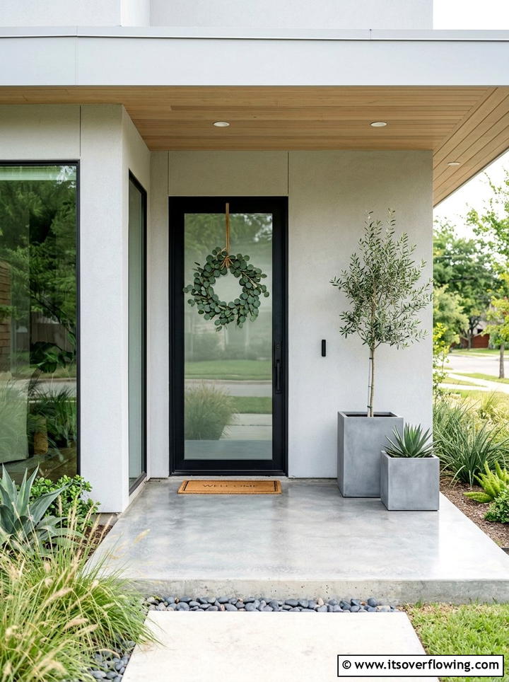 Minimalist Front Porch - 25 front porch decor ideas with eucalyptus wreath