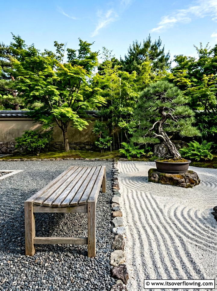Minimalist Garden Bench - 25 garden decor ideas for zen gardens