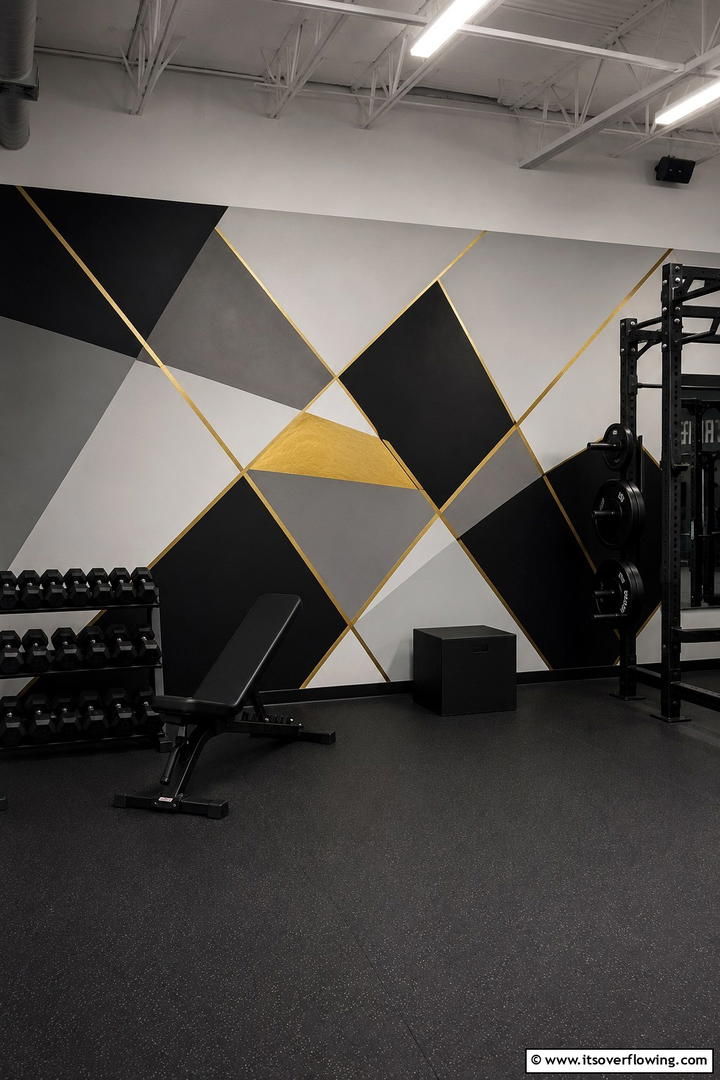 Minimalist Geometric Designs - 20 Gym Murals to Inspire Your Workout Space