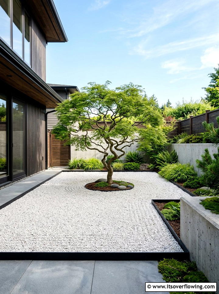 Minimalist Gravel Courtyard - 25 garden design ideas with straight lines