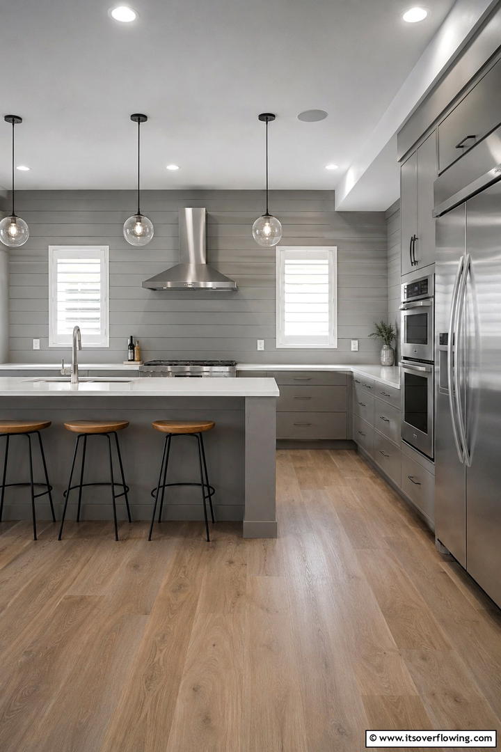 Minimalist Grey Shiplap Design - 30 Shiplap Backsplash Ideas to Elevate Kitchen Design