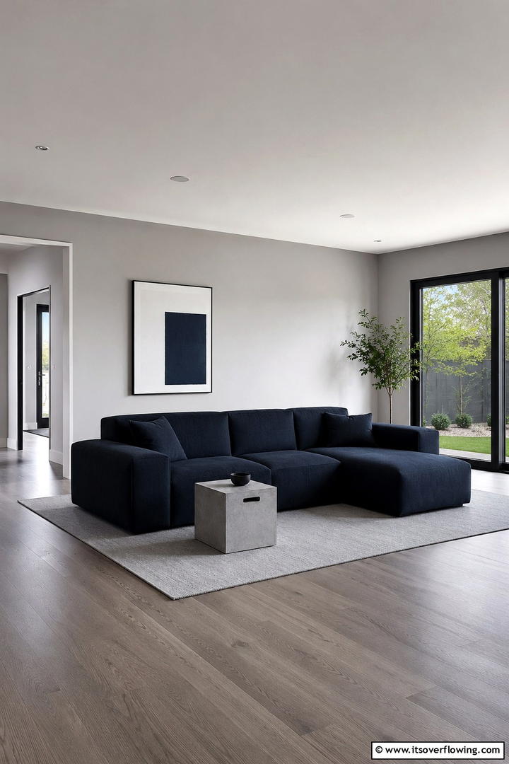Minimalist Haven with Navy and Grey - 30 Navy Blue and Grey Living Room Ideas for Sophisticated Style