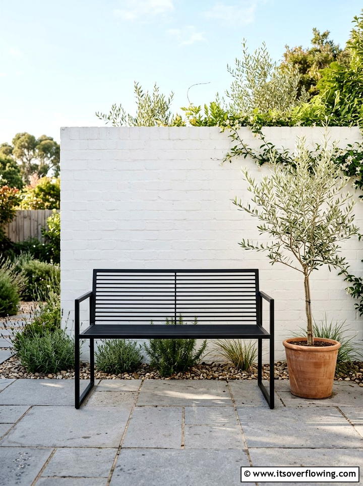 Minimalist Metal Garden Bench - 25 small garden ideas with compact furniture