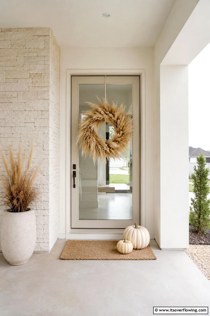 Minimalist Neutral Entrance - 50 Modern Fall Porch Decor Ideas Roundup- Warm Welcomes