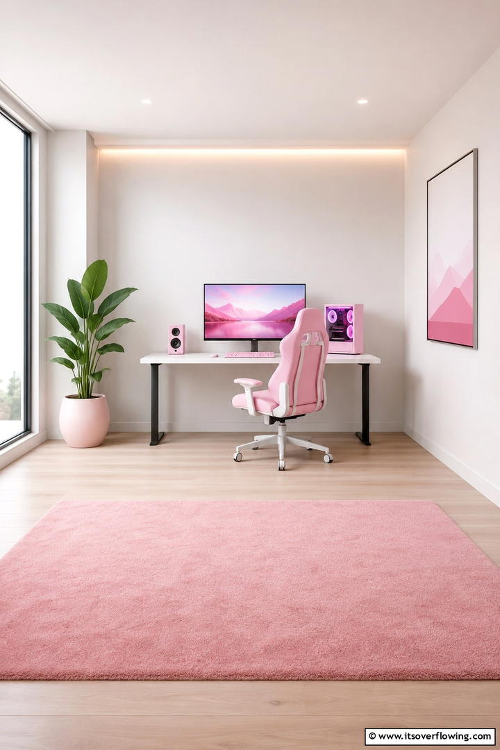 Minimalist Pink Gaming Space - 30 Pink Gaming Setup Ideas for a Vibrant Play Space