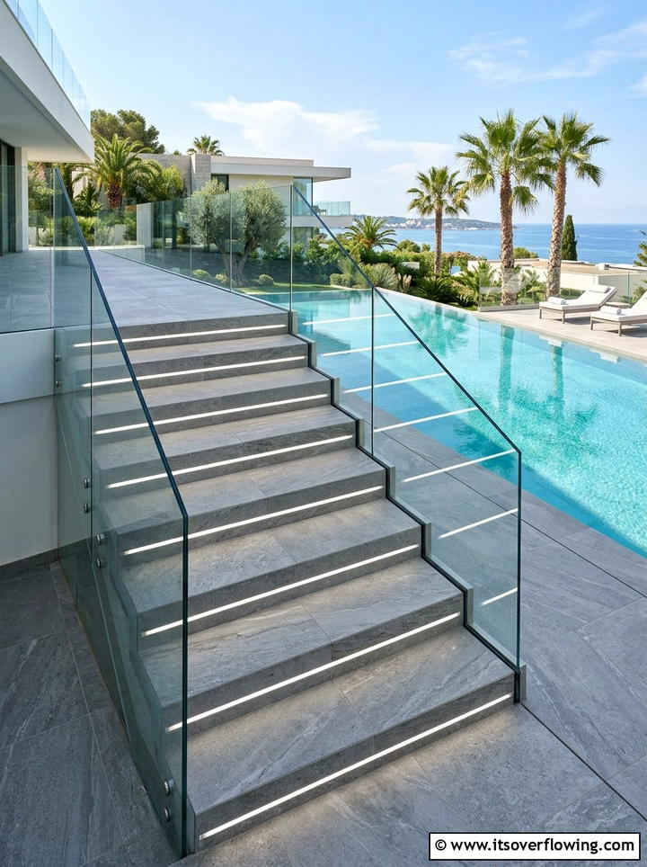 Minimalist Porcelain Tile Steps - 25 backyard ideas with steps